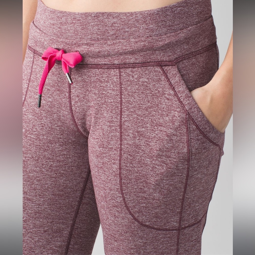 Lululemon Base Runner Heathered Burgundy Joggers with Pink Drawstring